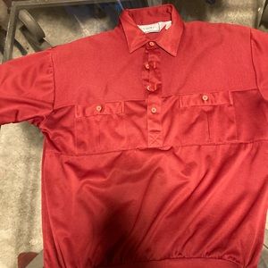 Vtg 70s men’s silky polo shirt